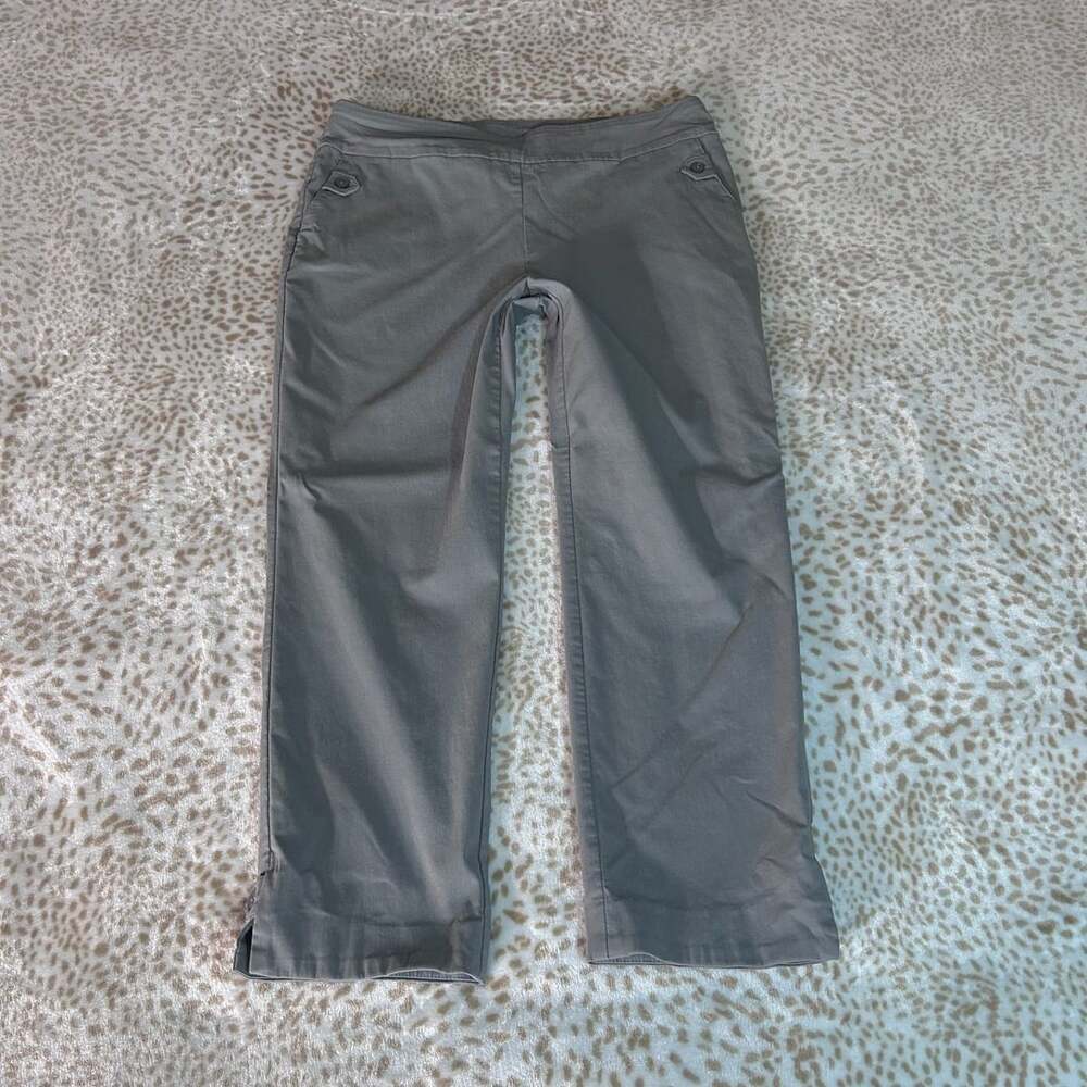 Allison Daley Pants Size 14 Gray Ankle Button Accent Rayon Blend